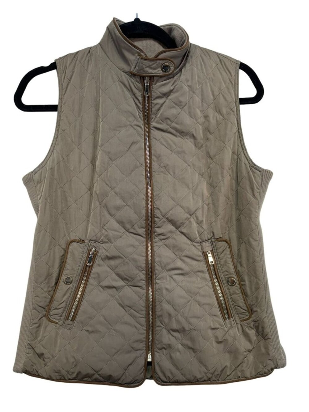 Zara Woman Outdoors Country Quilted Vest Medium Beige